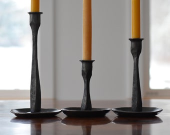 Three Candlesticks iron candlesticks wabi sabi iron anniversary 6th anniversary 11th anniversary housewarming gift wabi-sabi candle holder