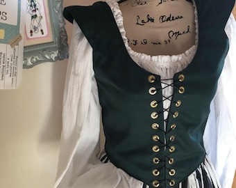 Caoimhe Peasant bodice Pirate Wench Renaissance Twill Bodice Steel Boning