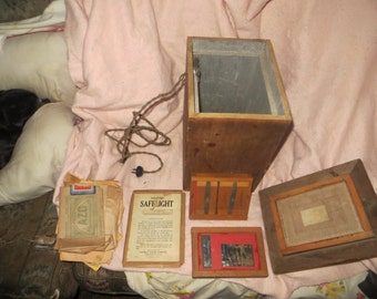 1900s Antique EASTMAN kodak PHOTO EQUIPMENT Film Developing Wooden Box rare old photography