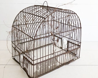 Antique Wire Bird Cage, Vintage Bird House, Decorative Bird Cage, Rusty Wire Bird Cage, Wire Cloche