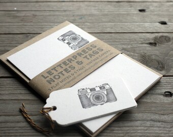 Vintage Camera - Letterpress Note Cards and tags