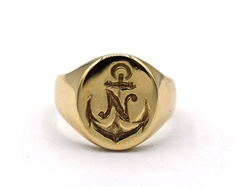 Vintage 14k Gold Naval Signet Ring