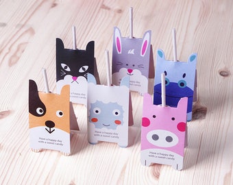 38-40pcs cute animals Lollipop paper holder wedding sweets favor packaging gift wrapping party supplies