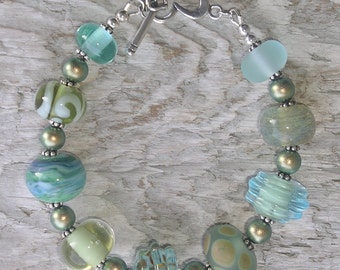 Handmade glass lampwork bead bracelet - Tropical Vacation