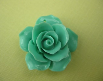 Vintage Teal Lucite Rose Pendant