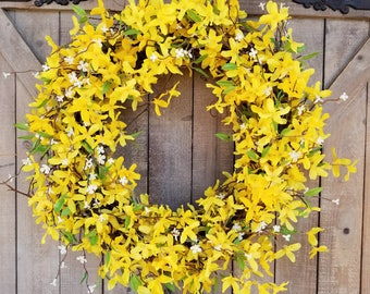 22" Forsythia Wreath, Yellow Wreath, door Wreath, Summer Wreath, Front Door Wreath, Forsythia door wreath, Yellow door wreath, Spring Wreath