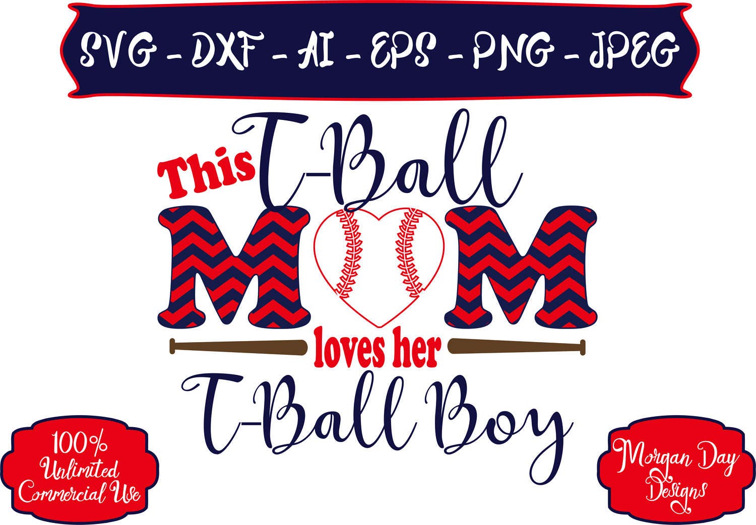 Download T-Ball Mom Loves Her T-ball Boy SVG Baseball Mom SVG