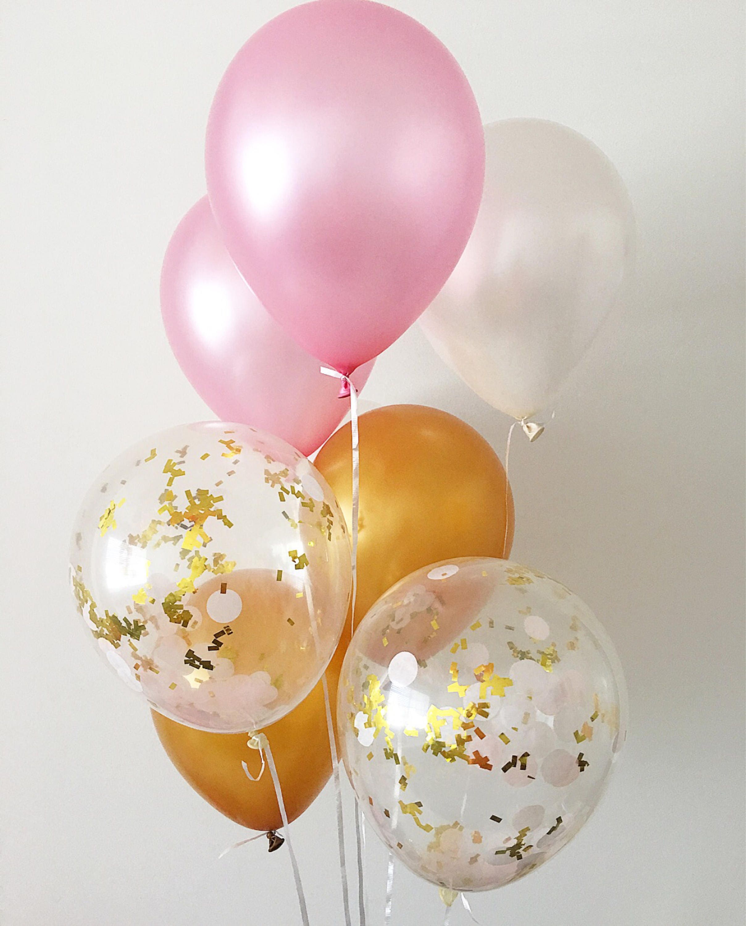 Pink White Gold Latex Balloons Pink And Gold Party Confetti