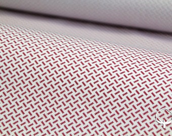 Cotton fabric printed with geometric micro design, red and white
