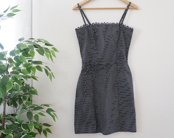 Vintage Polka Dot Summer Spaghetti Strap Form Fitting Dress-Size Small