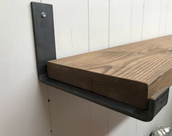 6 inch deep x 2 wide x 1/4 thick Steel shelf bracket, Rustic shelf bracket, Industrial shelf bracket, Handmade shelf bracket