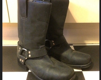 Stivali Biker classico Rockabilly - pelle nera - - dimensione - EURO 45 (UK 10,5)