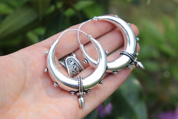 XL TRIBAL EARRINGS - Vintage inspired earrings - Silver Earrings - Silver Plated - Gift - Spike earrings - Festival - Gypsy Earrings