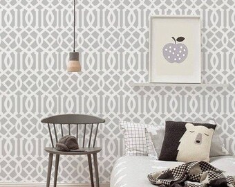 Self adhesive Peel and stick wallpaper - Trellis pattern - 102 WHISPER/ SNOW