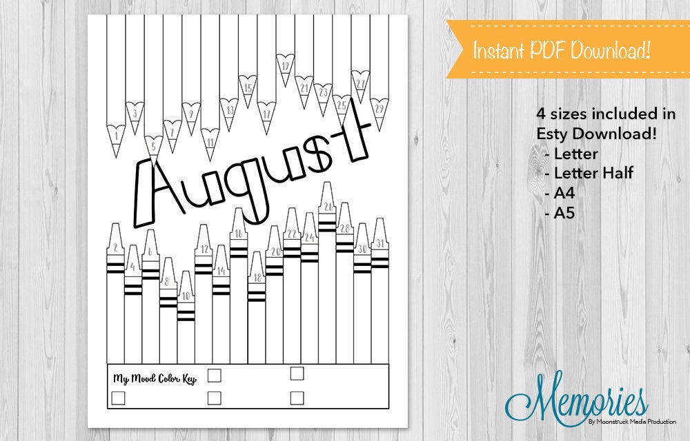 August Bullet Journal Mood Tracker