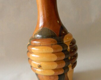 Vintage Wood Inlay Vase