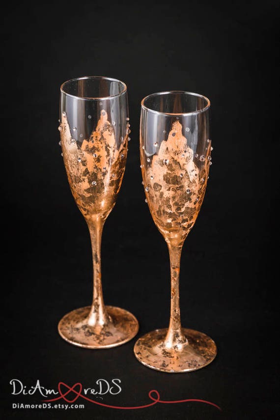 Personalized Champagne Flutes Rose Gold Wedding Toasting
