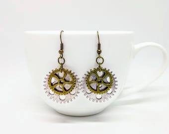 Steampunk Earrings Cog Gear Jewellery Silver Bronze Accessories