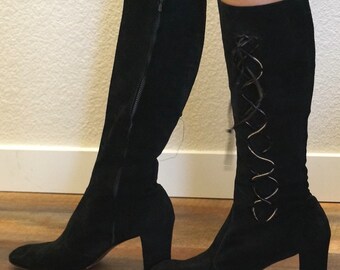 Vintage MIKHEAL Custom Made Suede Leather Go-Go Boots Greece