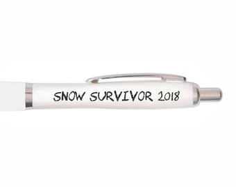Snow Survivor 2018 - Personalised Novelty Pen Gift - Snowmageddon Snow UK, Beast From The Eas