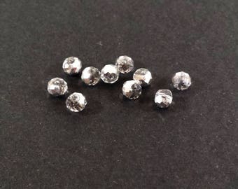 Set of 20 glass beads 5 mm silver faceted (Ref.90)