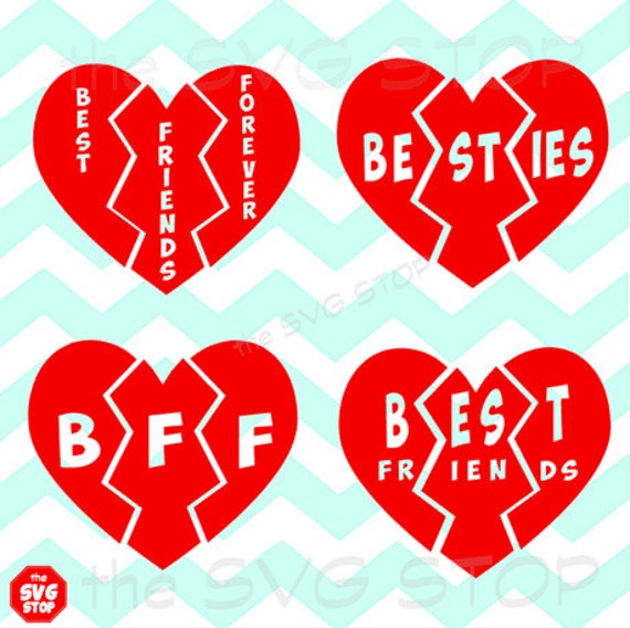Download Best Friends 3 Way Split Heart SVG and studio files for