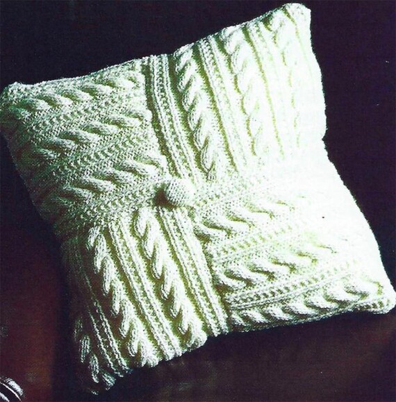PDF Instant Download Aran Cushion Cover Knitting Pattern
