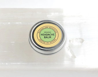 Organic Headache Balm | Natural Migraine Salve | Tension + Stress Relief Salve - Pregnancy Safe, Vegan