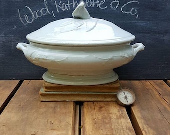 Antique Oval Ironstone Tureen, Forget-Me-Not, Wood, Rathbone And Co.