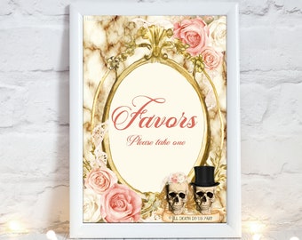 Wedding Favors Sign, Skull Wedding, Please Take One, Skull Bride & Groom, Gothic Wedding Sign, Favors Table Sign, Alternative Wedding