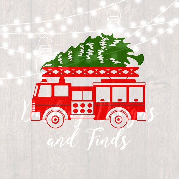 DIGITAL DOWNLOAD fire truck svg firefighter svg christmas