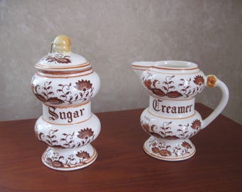 Brown Onion Sugar and Creamer Set by Arnat, Japan