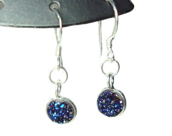 Drusy quartz french hook dangle earrings SALE