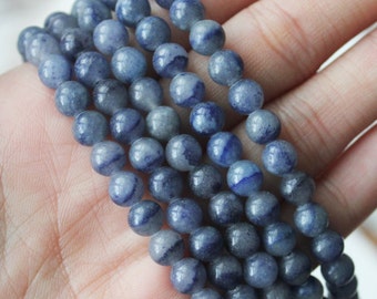 6mm Dumortierite Round Bead A Quality Denim Blue Full Strand Genuine Gemstone