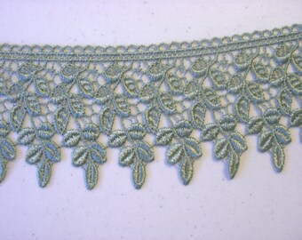 Gorgeous 3.5" Wide Venice Lace Trim in Sage Green (1 yd)