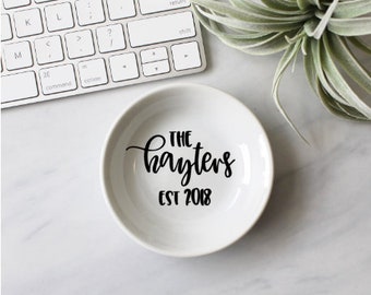 Last name Personalized Ring Dish | Jewelry Holder | Dish | Engagement Gift for her | est date | Gift Wrap | Gift Box