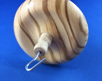Top Whorl Drop Spindle, Figured Olivewood