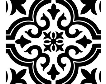 TILE18 Reusable Laser-Cut Floor, Fireplace, Step or Wall Tile Stencil