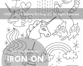 Unicorn Embroidery Iron-On Transfer / Sublime Stitching / Unicorn Craft / Stitch on Jeans / Iron-on Embroidery / Fantasy Embroidery Pack