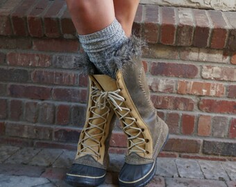 Luxe Legs - Heather Brown (Oatmeal) Thigh High Boot Socks