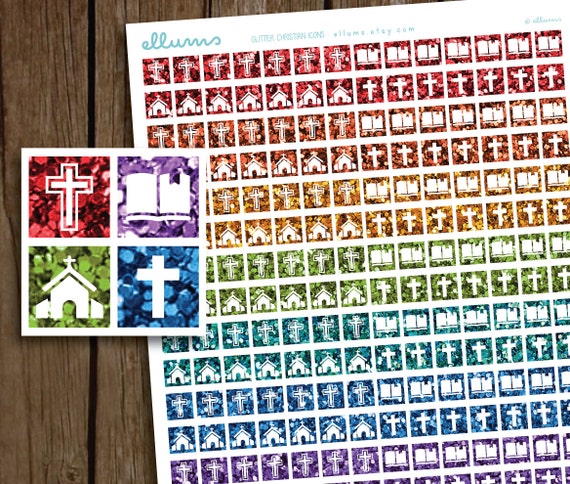 Glitter Christian Planner Stickers PRINTABLE Pdf Jpg