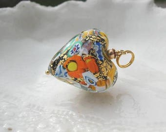 Millefiori Heart Necklace - Venetian Murano Glass