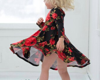KNIT version Ayda's V back Peplum & Dress. PDF sewing pattern for toddler girl sizes 2t - 12.