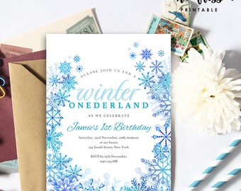 Winter Onederland Birthday Invitation | 5x7 | Editable PDF File | Instant Download | Personalize at home with Adobe Reader