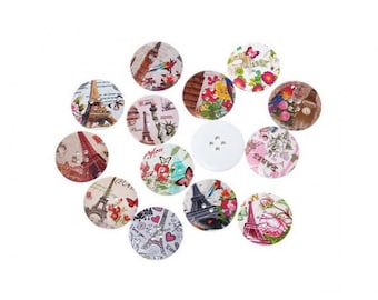 50 buttons landscapes and landmarks 3cm round