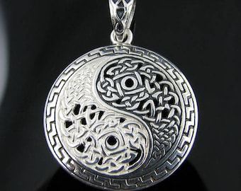 Genuine .925 Sterling Silver Celtic Knot Weave Yin Yang Pendant