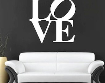 Love Square Wall Decal, Love Wall Decal, Romantic Decals, Bedroom Love Decals, Modern Love Wall Quotes, Romantic Wall Sayings, e84