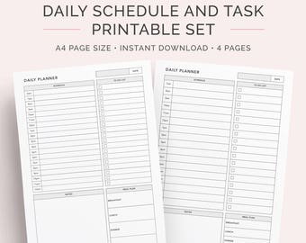 Daily To Do list, Planner, Schedule, Agenda, Organiser Printable | A4