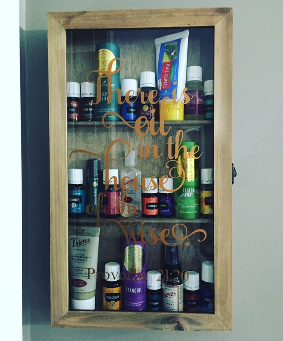 Rustic Wood Essential Oil Display Case Shelf Storage