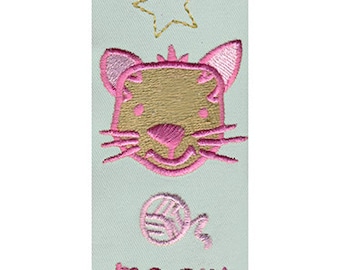 Meow Cat and String Embroidery Design - Instant Digital Download